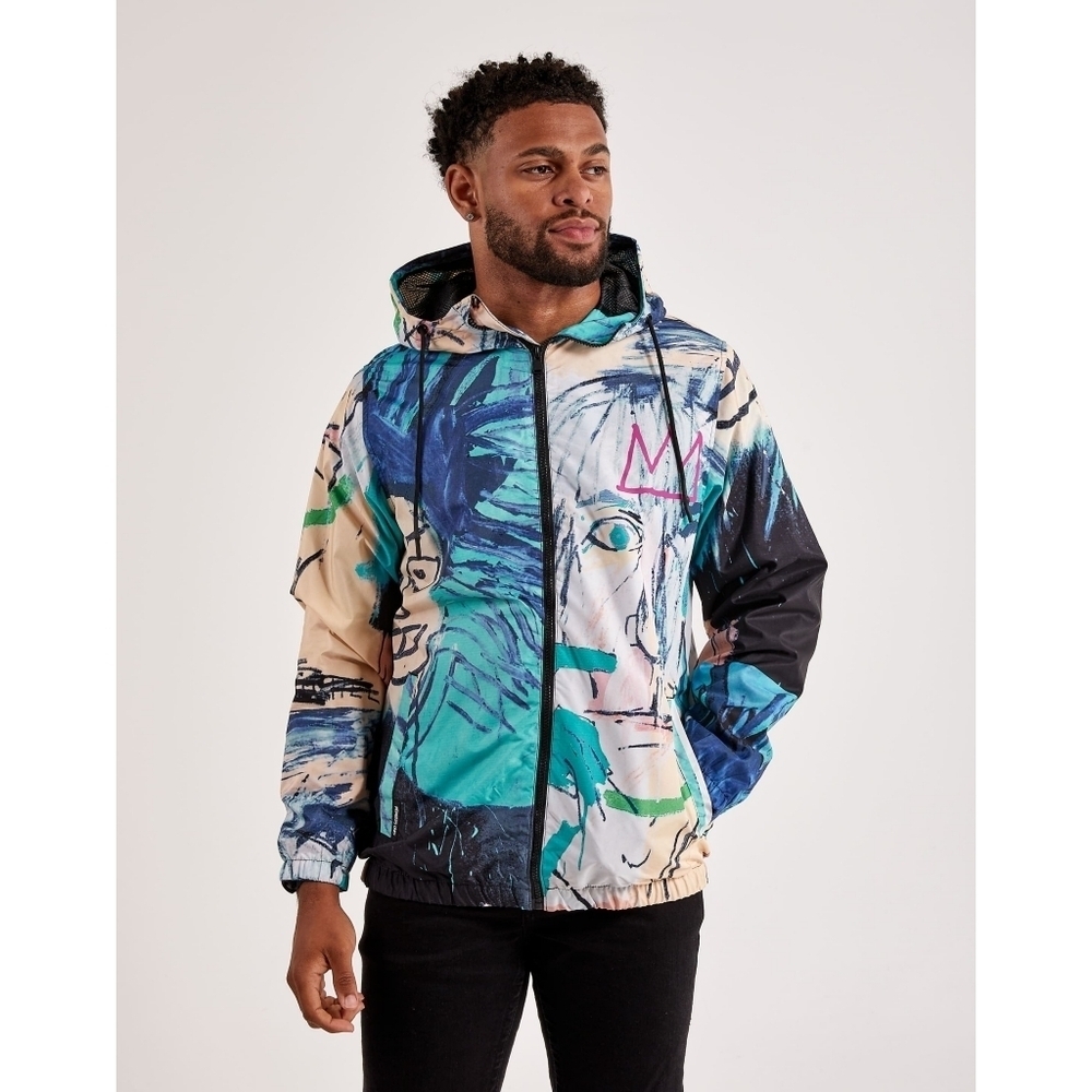 Jean-Michel Basquiat x Members Only Graffiti Hooded Zip Up Jacket Size Small